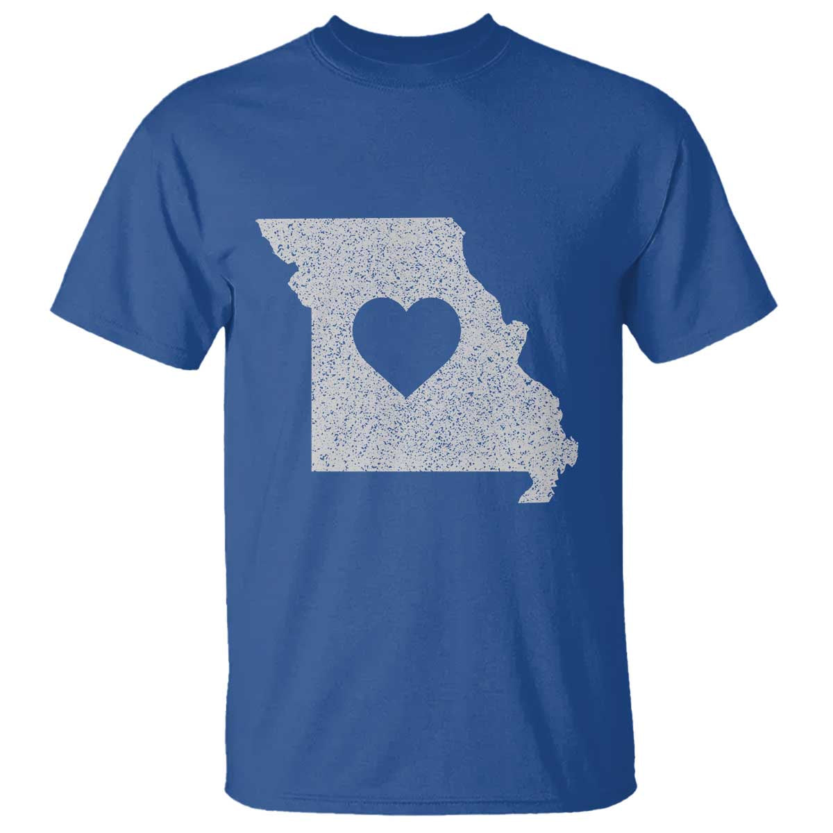 Missouri Home Distressed Missouri State Map with Heart T Shirt TS14 Royal Blue Print Your Wear
