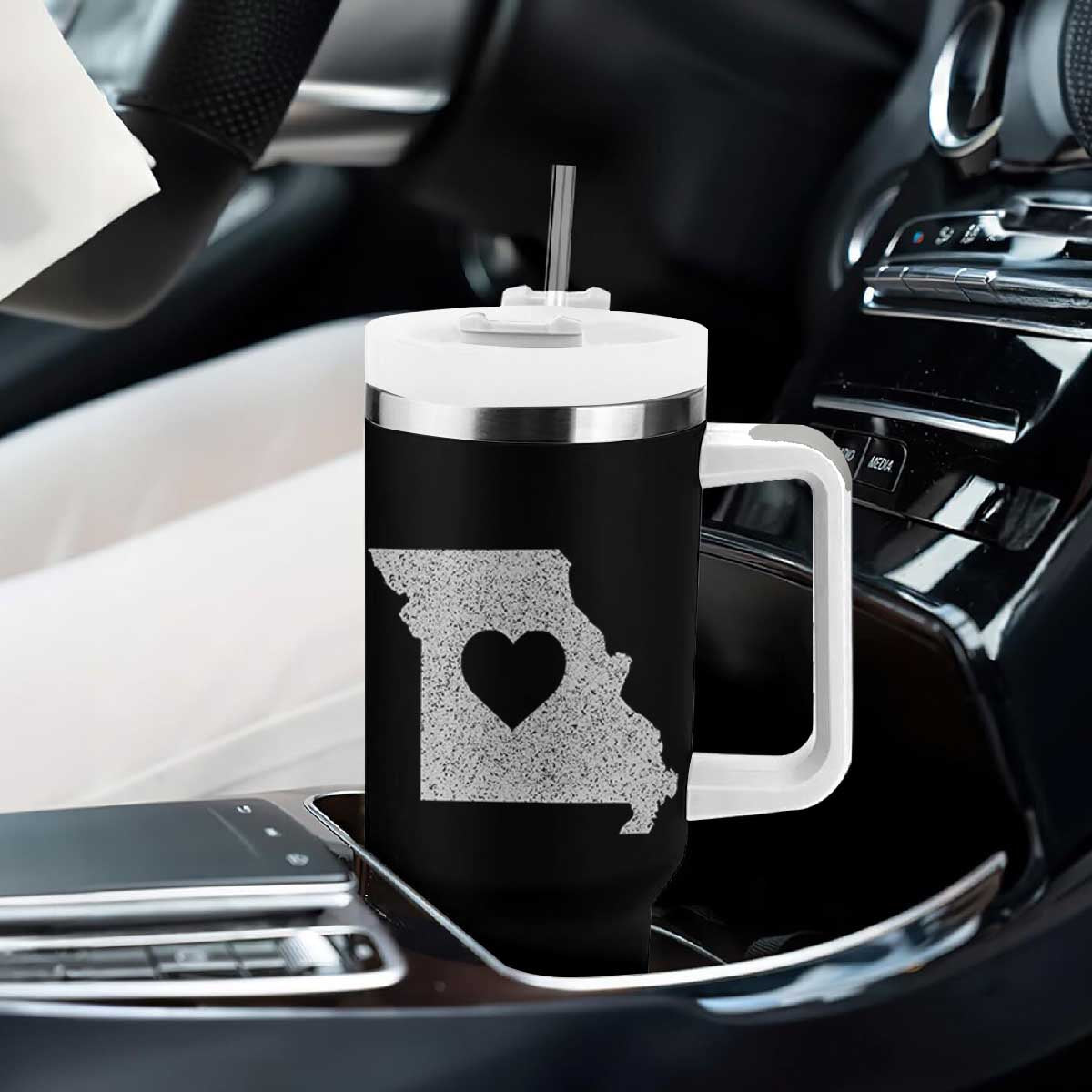 Missouri Home Distressed Missouri State Map with Heart Tumbler With Handle TS14 Print Your Wear