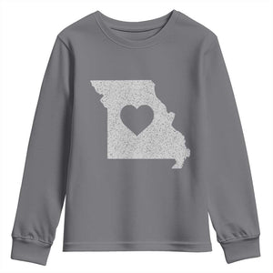Missouri Home Distressed Missouri State Map with Heart Youth Sweatshirt TS14 Charcoal Print Your Wear