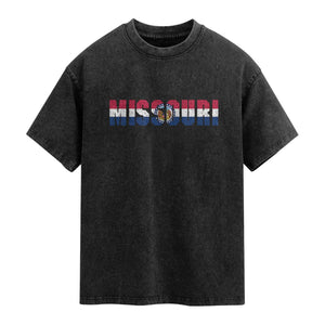 Missouri State Flag Missouri Pride Washed Cotton T-Shirt