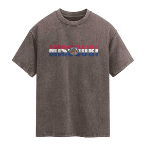 Missouri State Flag Missouri Pride Washed Cotton T-Shirt