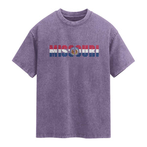 Missouri State Flag Missouri Pride Washed Cotton T-Shirt