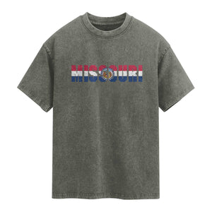 Missouri State Flag Missouri Pride Washed Cotton T-Shirt