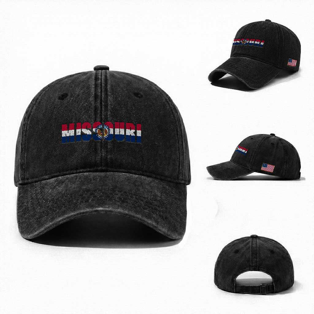 Missouri State Flag Missouri Pride Washed Cotton Baseball Cap