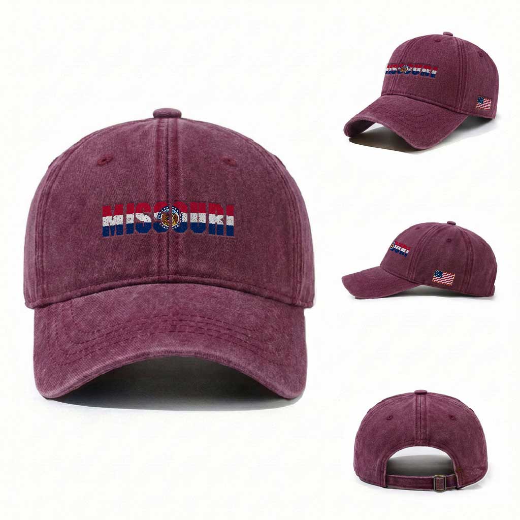 Missouri State Flag Missouri Pride Washed Cotton Baseball Cap