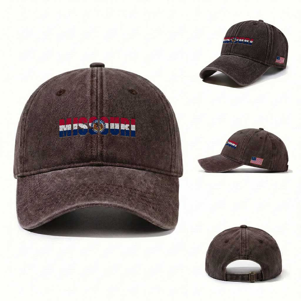 Missouri State Flag Missouri Pride Washed Cotton Baseball Cap