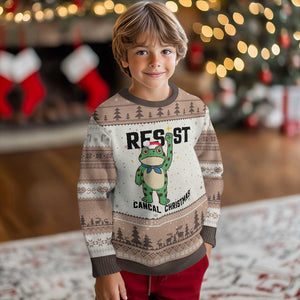Resist Frog Ugly Christmas Sweater Funny Portland Protest ICE Activist Meme TS14 Mocha Mousse Print Your Wear