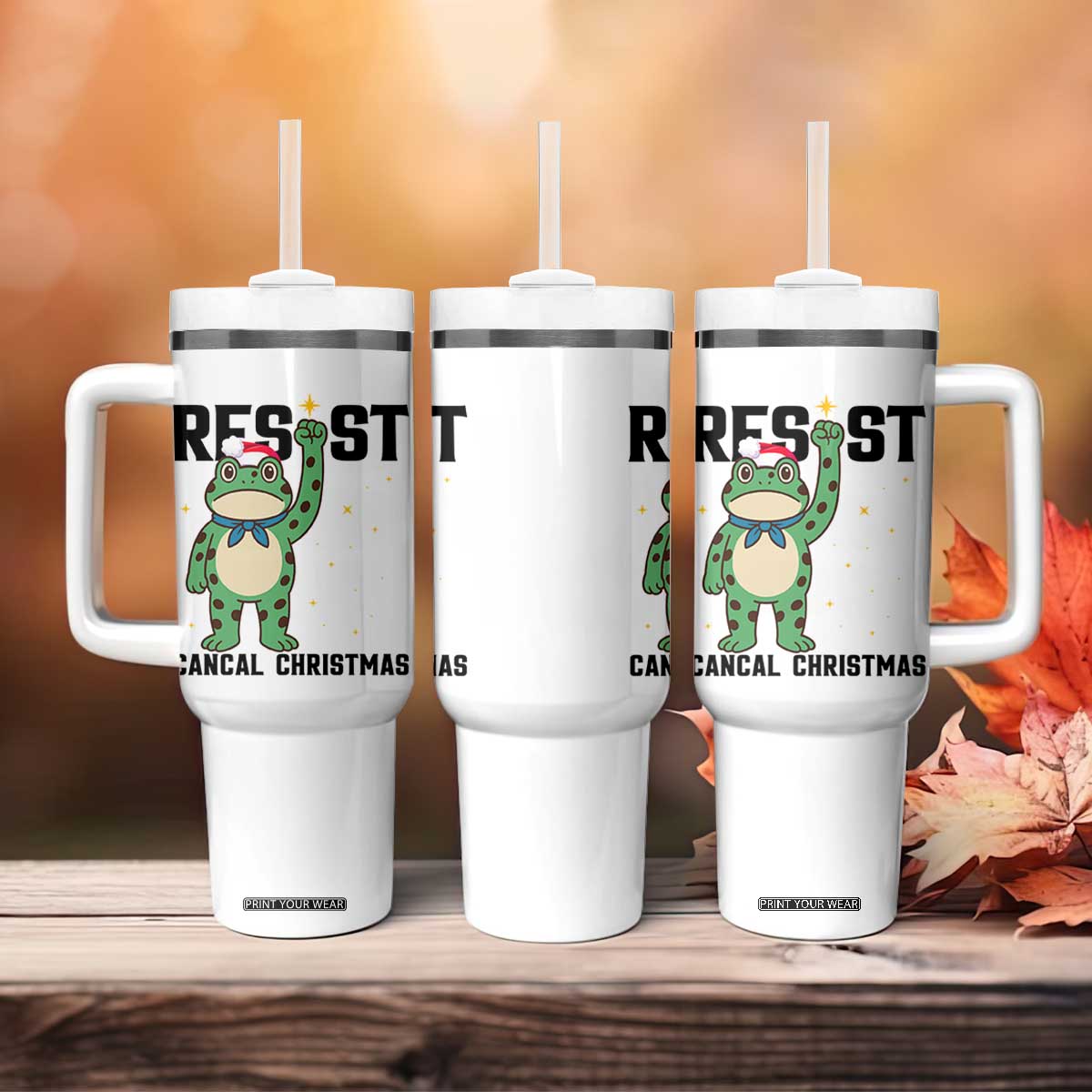 Resist Frog Tumbler With Handle Funny Portland Protest ICE Activist Meme TS14 Print Your Wear