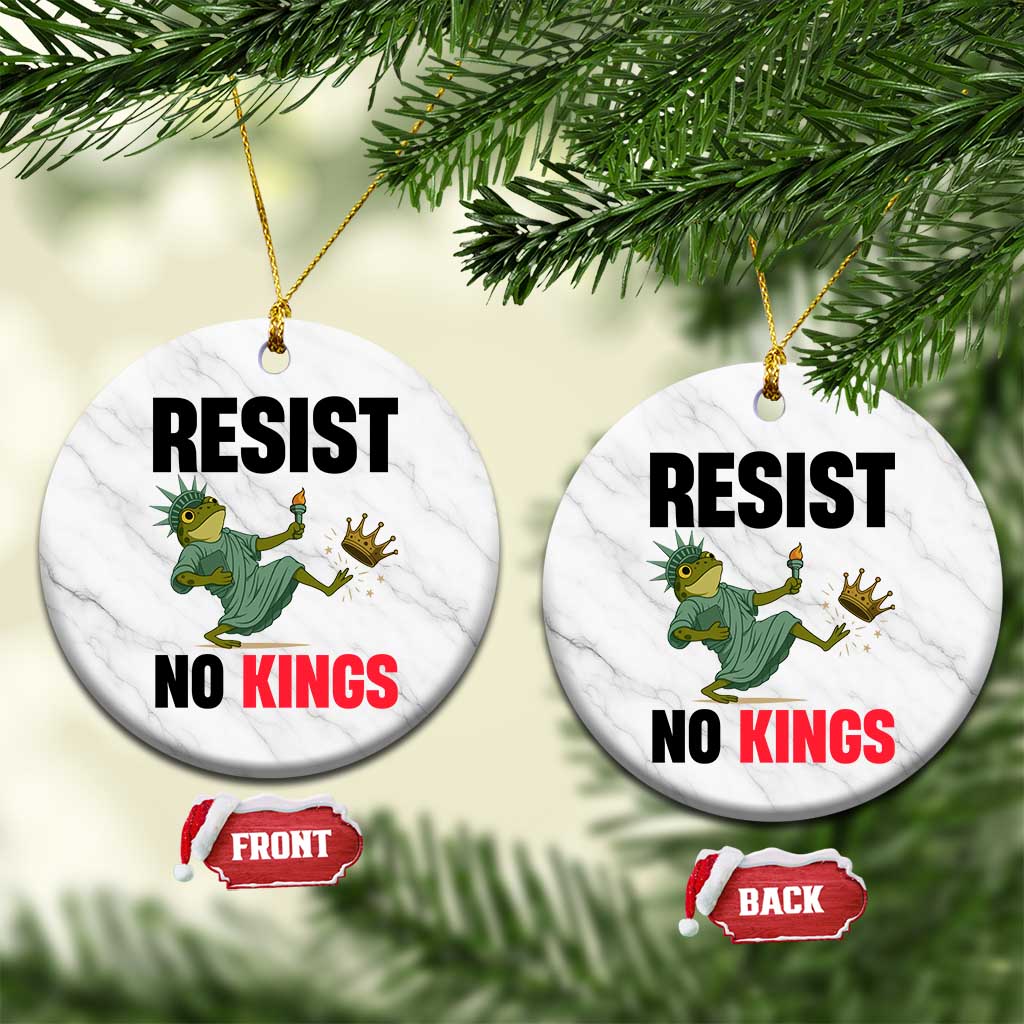 Resist Frog Ceramic Ornament No Kings In America Political 2025 TS14 1pc White Marble Print Your Wear