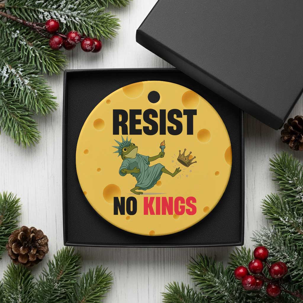 Resist Frog Ceramic Ornament No Kings In America Political 2025 TS14 1pc Yellow Cheese Print Your Wear