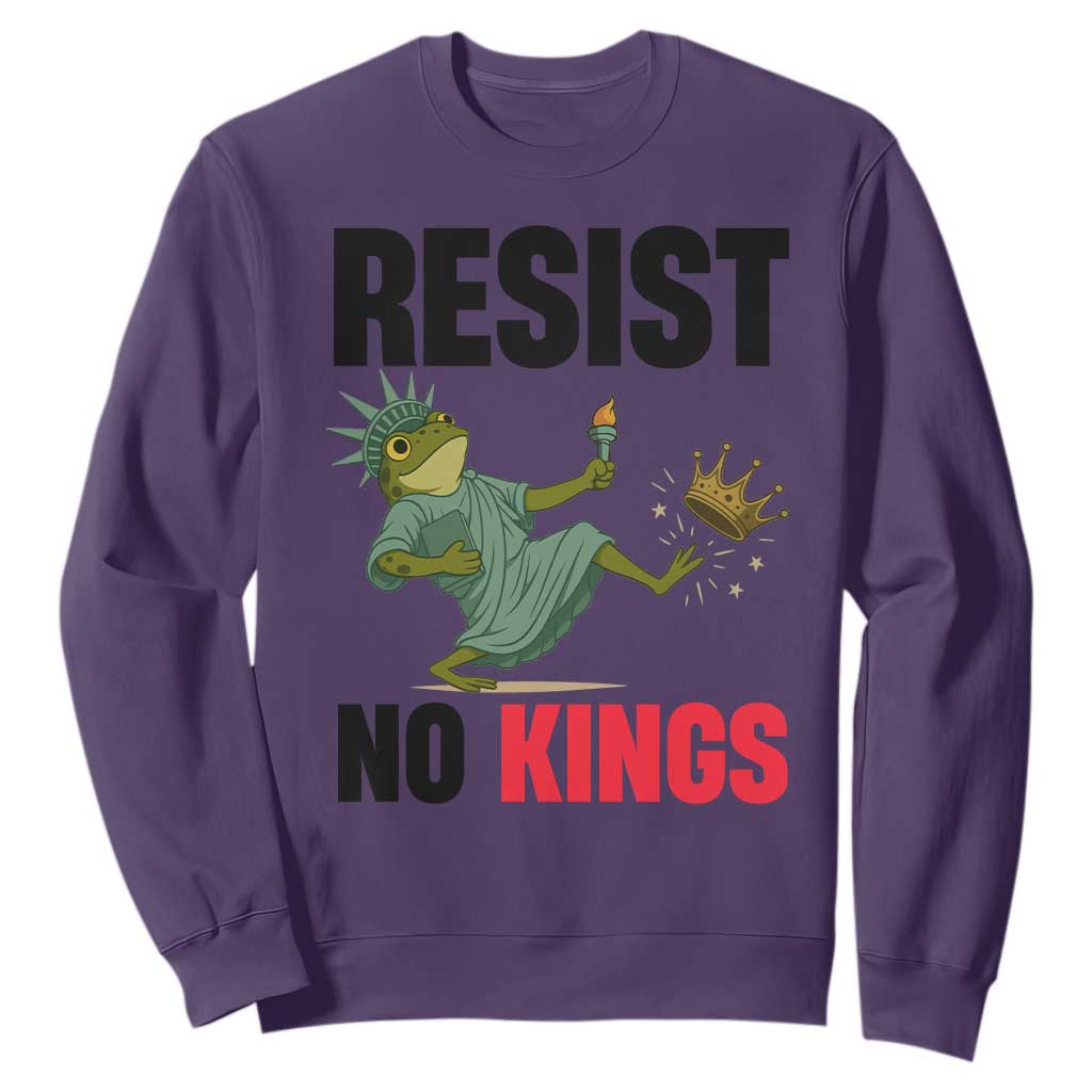 Resist Frog Sweatshirt No Kings In America Political 2025 TS14 Purple Print Your Wear