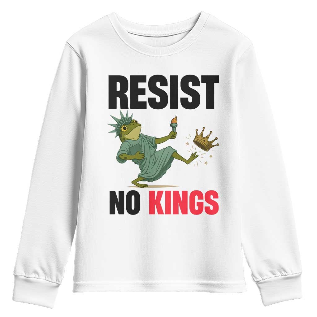 Resist Frog Youth Sweatshirt No Kings In America Political 2025 TS14 White Print Your Wear