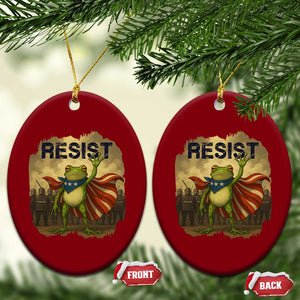 Resist Frog Christian Xmas Ceramic Ornament Funny Polittical 2025 Meme TS14 Print Your Wear