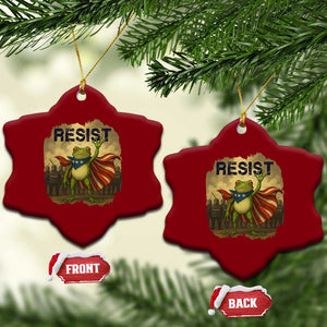 Resist Frog Christian Xmas Ceramic Ornament Funny Polittical 2025 Meme TS14 Print Your Wear