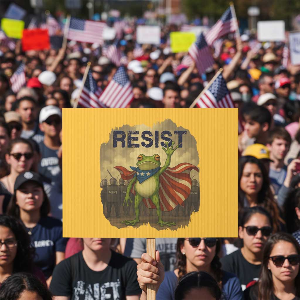 Resist Frog Christian Christmas Protest Sign Funny Polittical 2025 Meme TS14 Horizontal 18