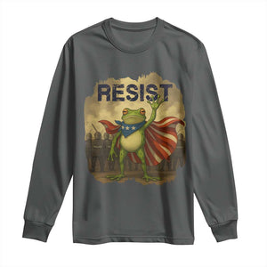Resist Frog Christian Christmas Long Sleeve Shirt Funny Polittical 2025 Meme TS14 Dark Heather Print Your Wear