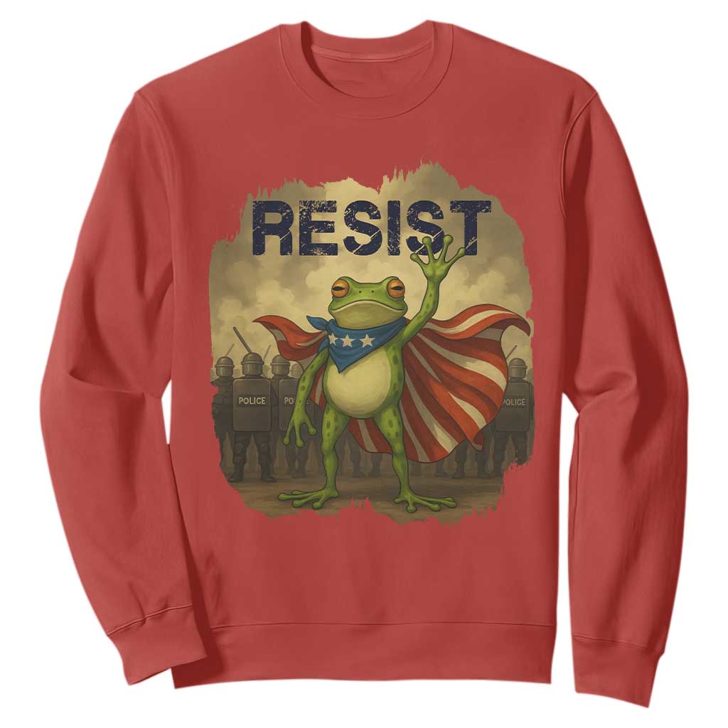 Resist Frog Christian Christmas Sweatshirt Funny Polittical 2025 Meme TS14 Red Print Your Wear