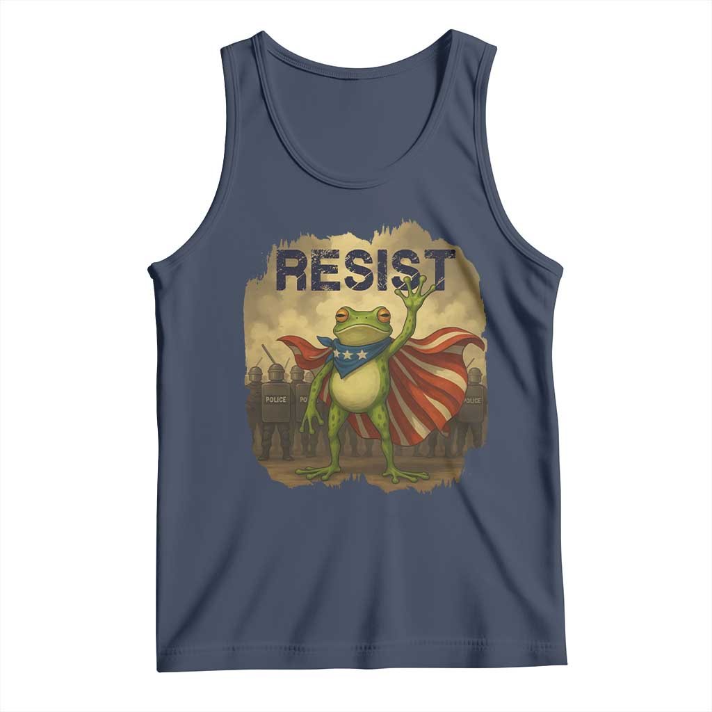 Resist Frog Christian Christmas Tank Top Funny Polittical 2025 Meme TS14 Navy Print Your Wear