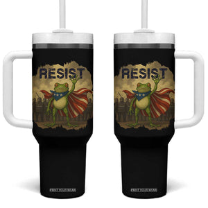 Resist Frog Christian Christmas Tumbler With Handle Funny Polittical 2025 Meme TS14 One Size: 40 oz Black Print Your Wear