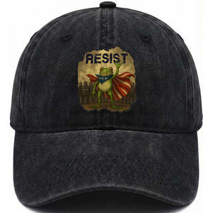 Resist Frog Christian Christmas Washed Cotton Baseball Cap Funny Polittical 2025 Meme TS14 Washed Cap Universal Fit Black Print Your Wear
