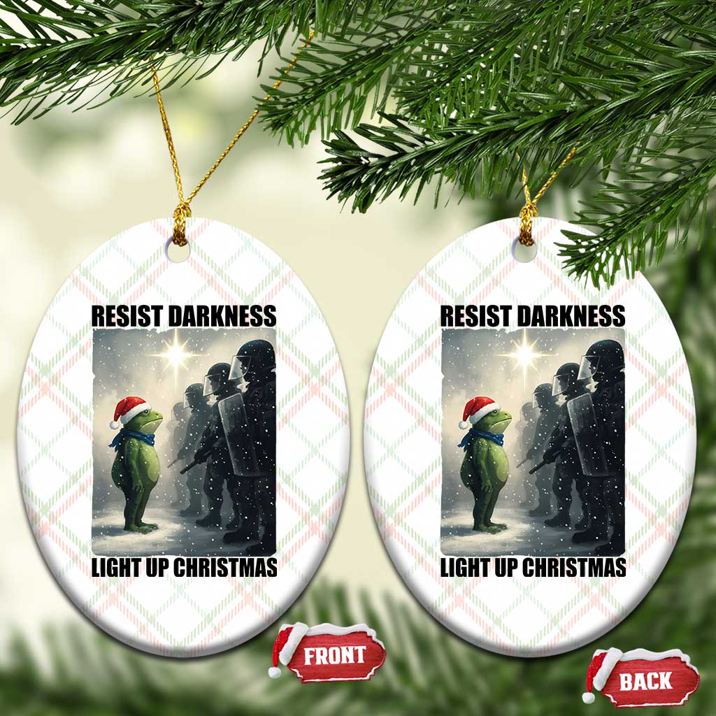 Frogs Resist Xmas Ceramic Ornament Funny Portland Protest ICE Activist Meme TS14 Print Your Wear