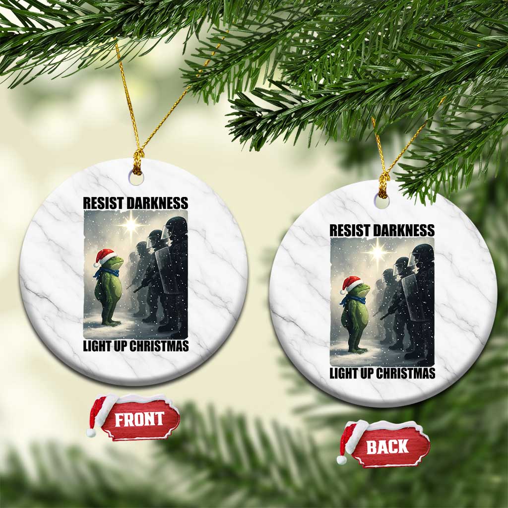 Frogs Resist Xmas Ceramic Ornament Funny Portland Protest ICE Activist Meme TS14 1pc White Marble Print Your Wear