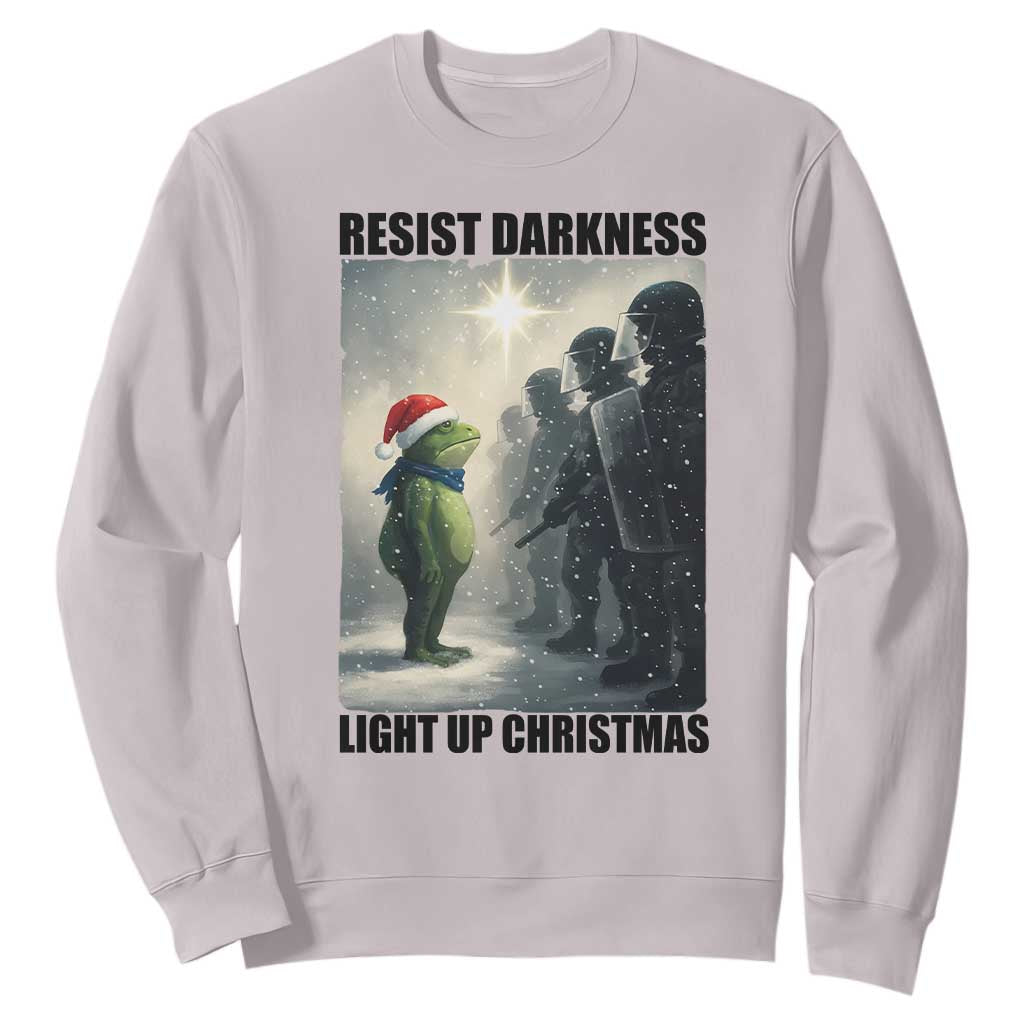 Frogs Resist Christmas Sweatshirt Funny Portland Protest ICE Activist Meme TS14 Ice Gray Print Your Wear