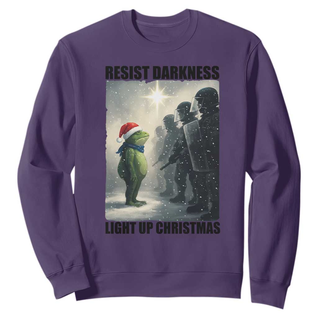 Frogs Resist Christmas Sweatshirt Funny Portland Protest ICE Activist Meme TS14 Purple Print Your Wear