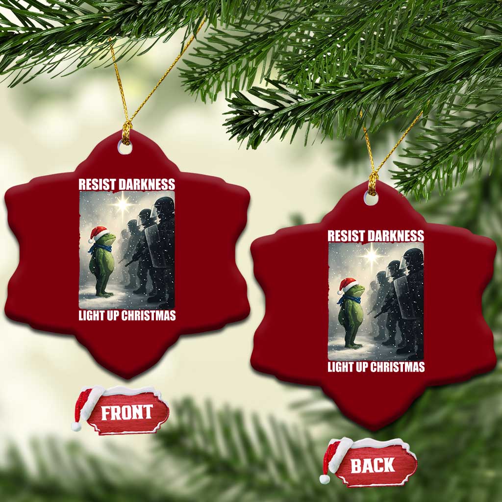Resist Frog Xmas Ceramic Ornament Funny Portland Protest ICE Activist Meme TS14 Print Your Wear