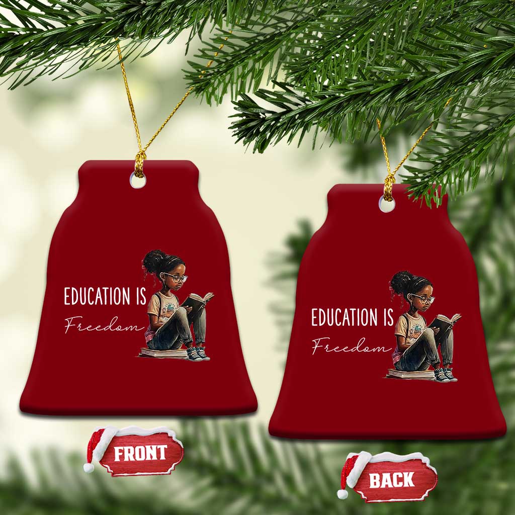 Education Freedom Ceramic Ornament Black Teacher Books TS14 Print Your Wear