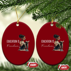 Education Freedom Ceramic Ornament Black Teacher Books TS14 Print Your Wear