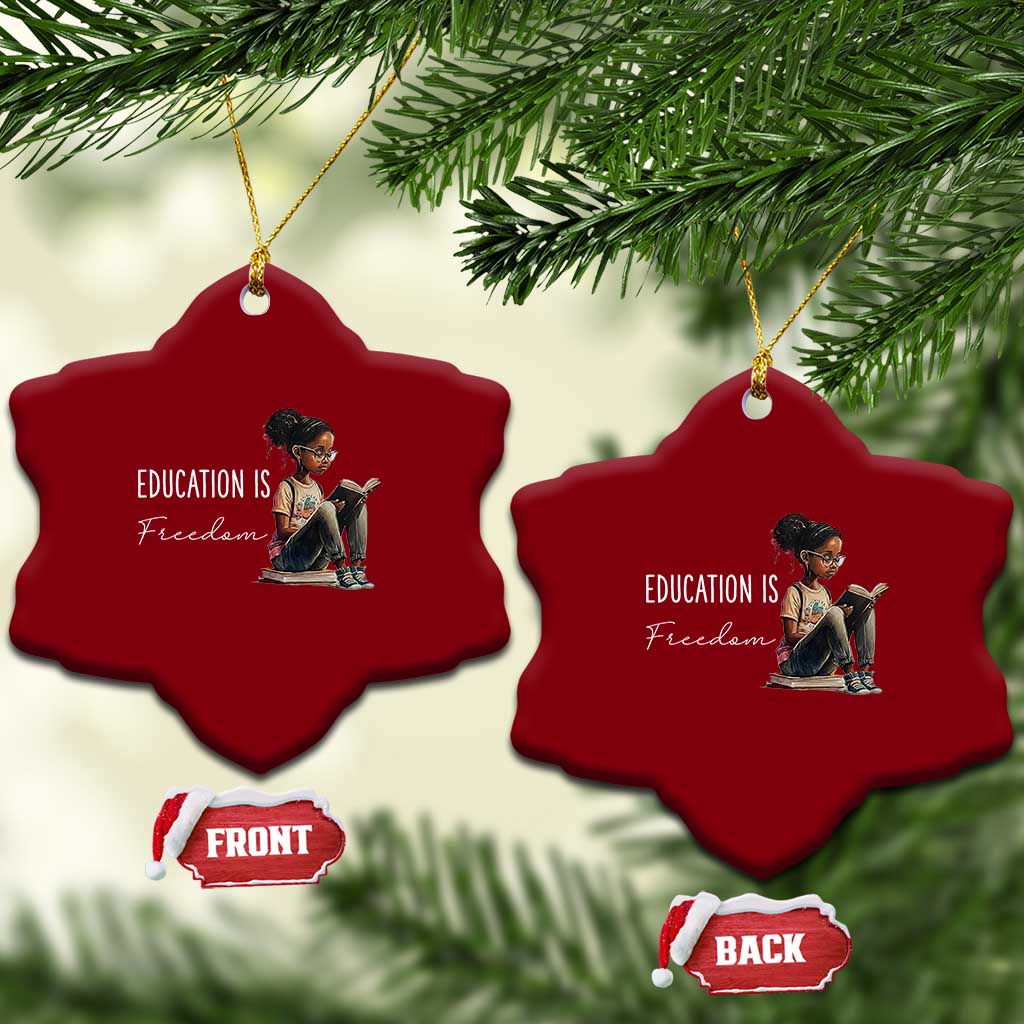 Education Freedom Ceramic Ornament Black Teacher Books TS14 Print Your Wear