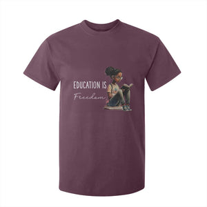 Education Freedom T Shirt For Kid Black Teacher Books TS14 Maroon Print Your Wear