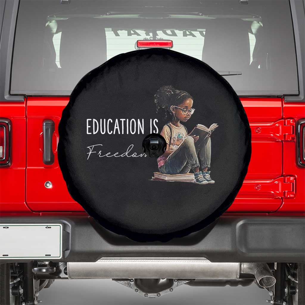 Education Freedom Spare Tire Cover Black Teacher Books TS14 Black Print Your Wear
