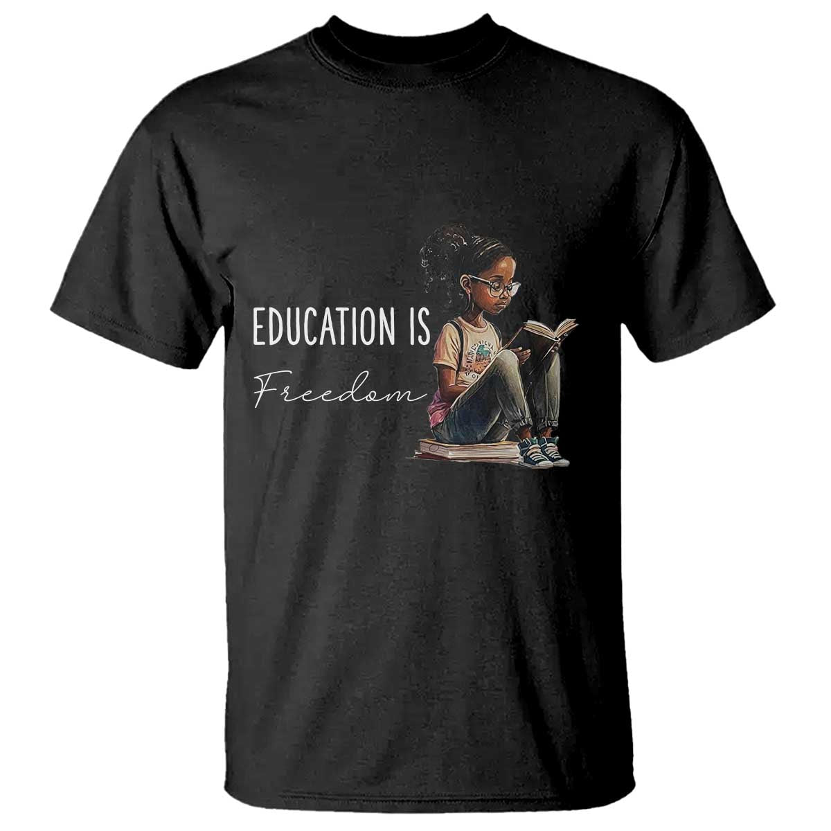 Education Freedom T Shirt Black Teacher Books TS14 Black Print Your Wear