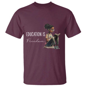 Education Freedom T Shirt Black Teacher Books TS14 Maroon Print Your Wear