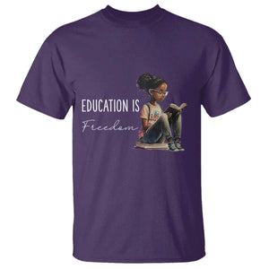Education Freedom T Shirt Black Teacher Books TS14 Purple Print Your Wear