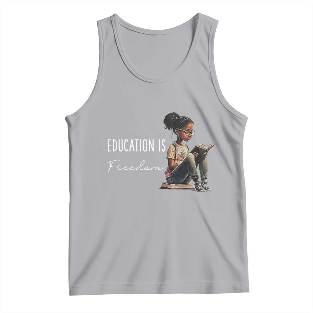 Education Freedom Tank Top Black Teacher Books TS14 Athletic Heather Print Your Wear