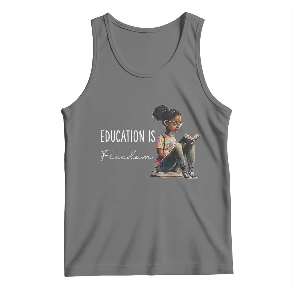 Education Freedom Tank Top Black Teacher Books TS14 Black Heather Print Your Wear