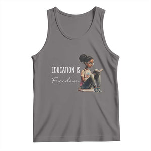 Education Freedom Tank Top Black Teacher Books TS14 Deep Heather Print Your Wear