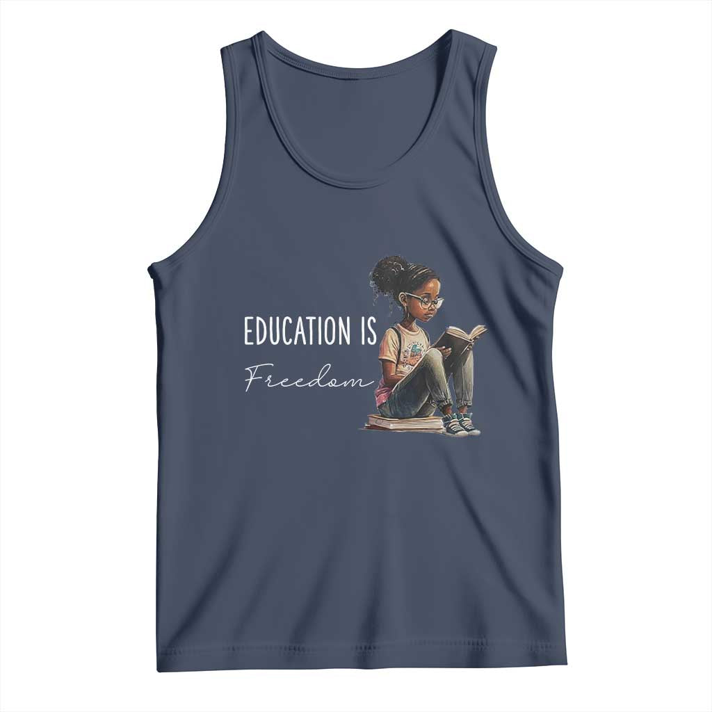 Education Freedom Tank Top Black Teacher Books TS14 Navy Print Your Wear