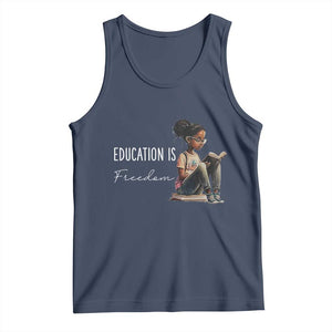 Education Freedom Tank Top Black Teacher Books TS14 Navy Print Your Wear