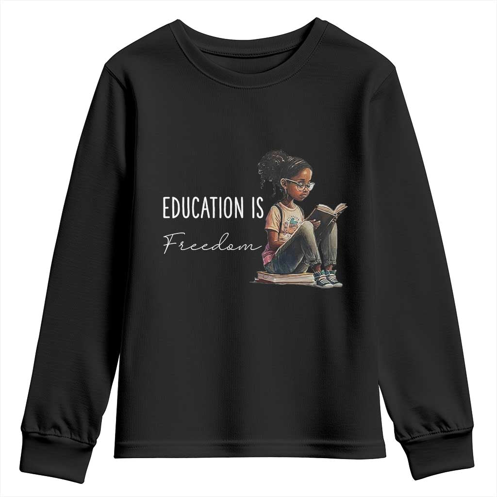 Education Freedom Youth Sweatshirt Black Teacher Books TS14 Black Print Your Wear
