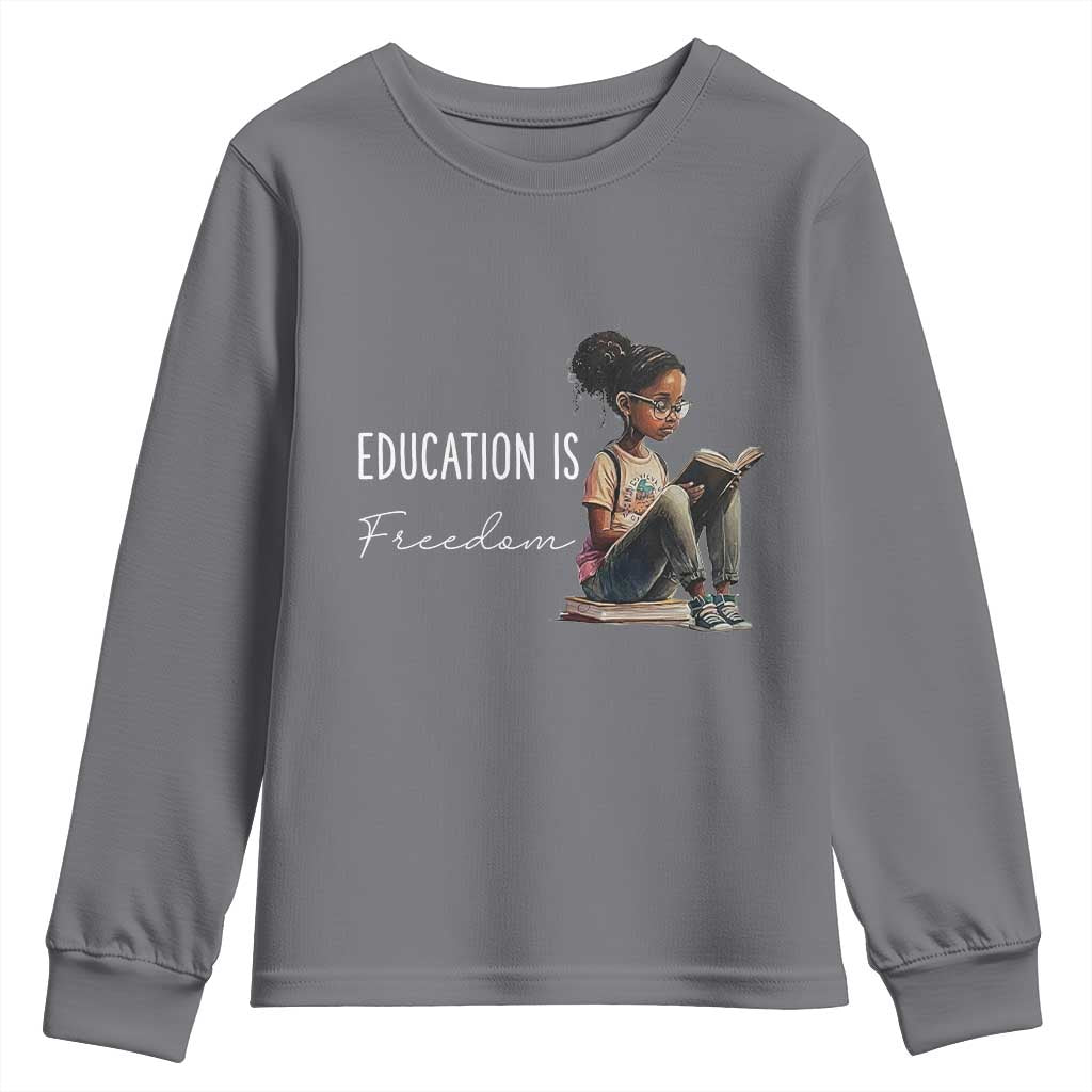 Education Freedom Youth Sweatshirt Black Teacher Books TS14 Charcoal Print Your Wear