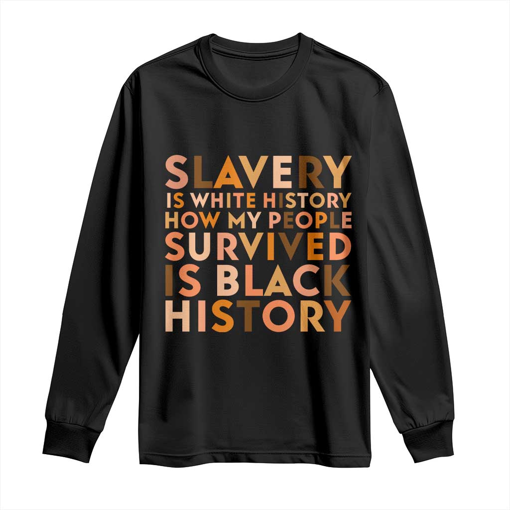 Black History Melanin Long Sleeve Shirt Slavery Is White History How My People Survived Is Black History TS14 Black Print Your Wear