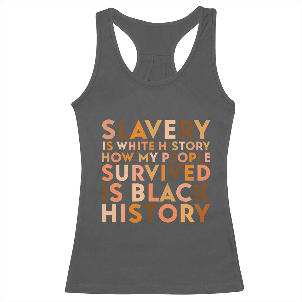 Black History Melanin Racerback Tank Top Slavery Is White History How My People Survived Is Black History TS14 Dark Heather Print Your Wear