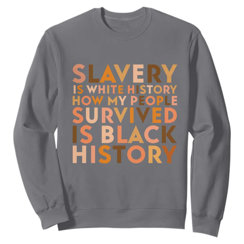 Black History Melanin Sweatshirt Slavery Is White History How My People Survived Is Black History TS14 Charcoal Print Your Wear