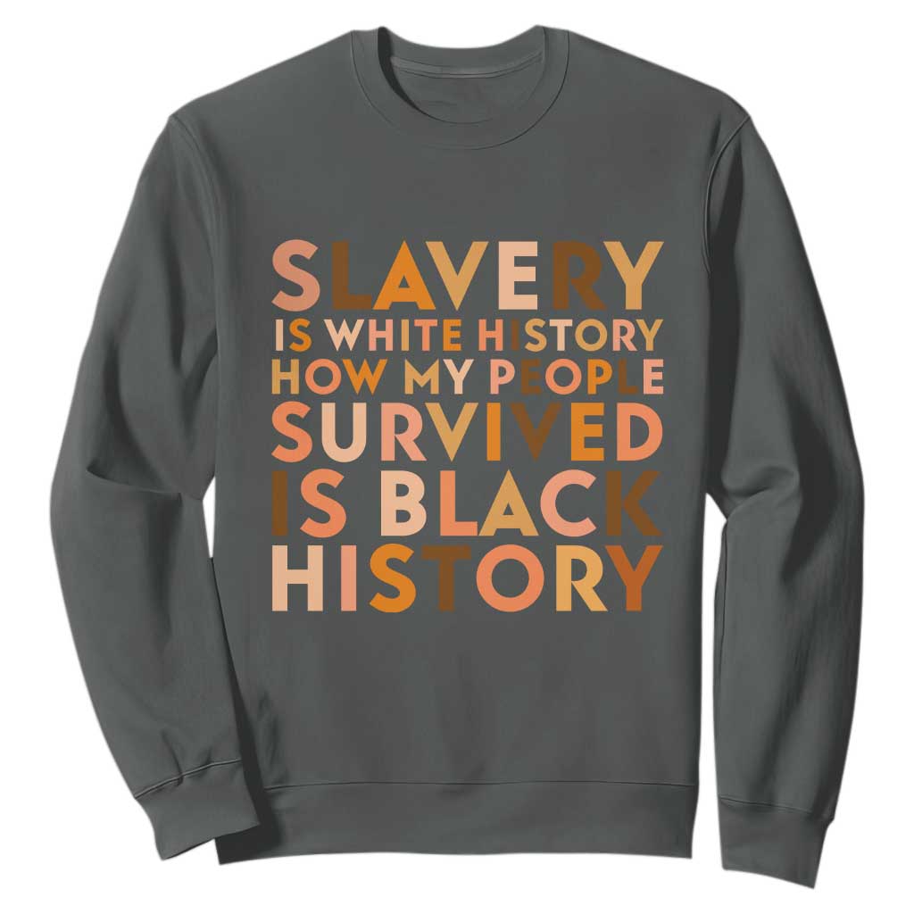 Black History Melanin Sweatshirt Slavery Is White History How My People Survived Is Black History TS14 Dark Heather Print Your Wear