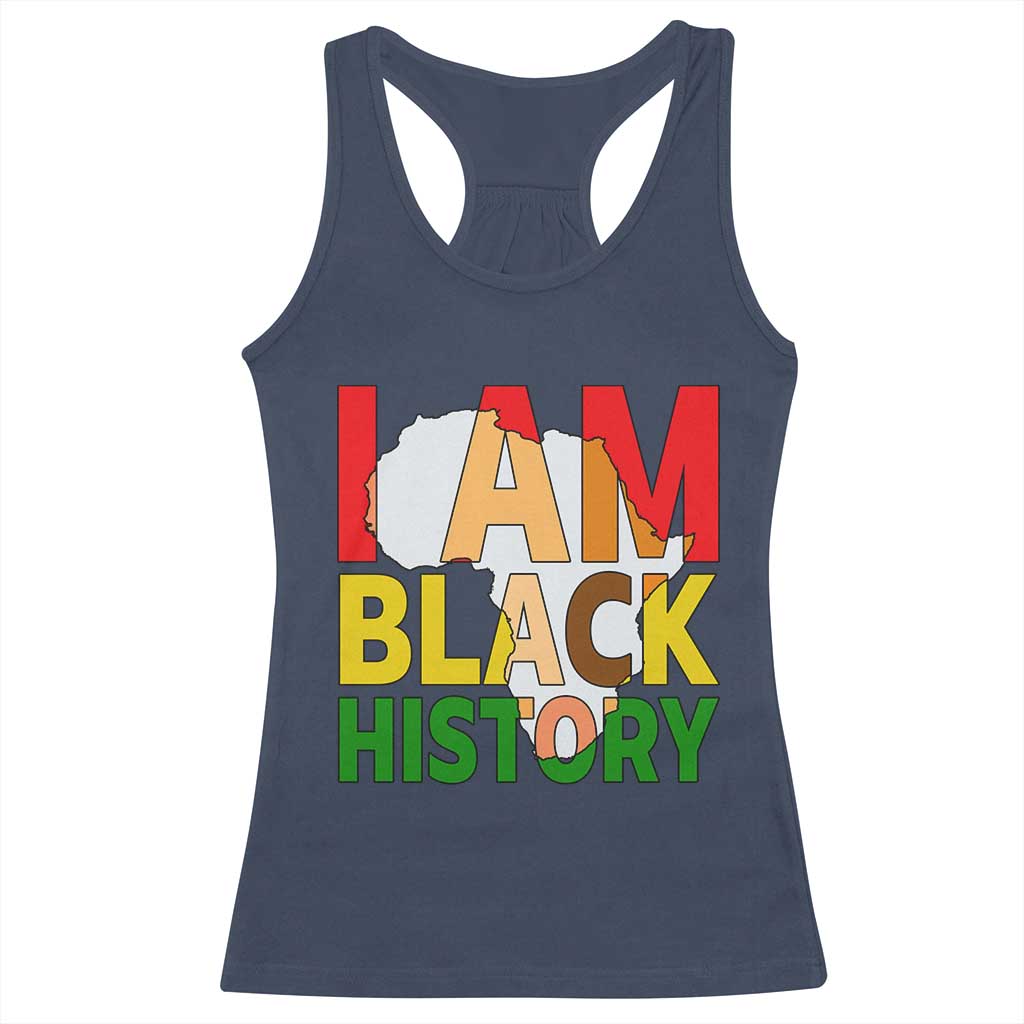 Black History Month African American Racerback Tank Top I Am Black History TS14 Navy Print Your Wear