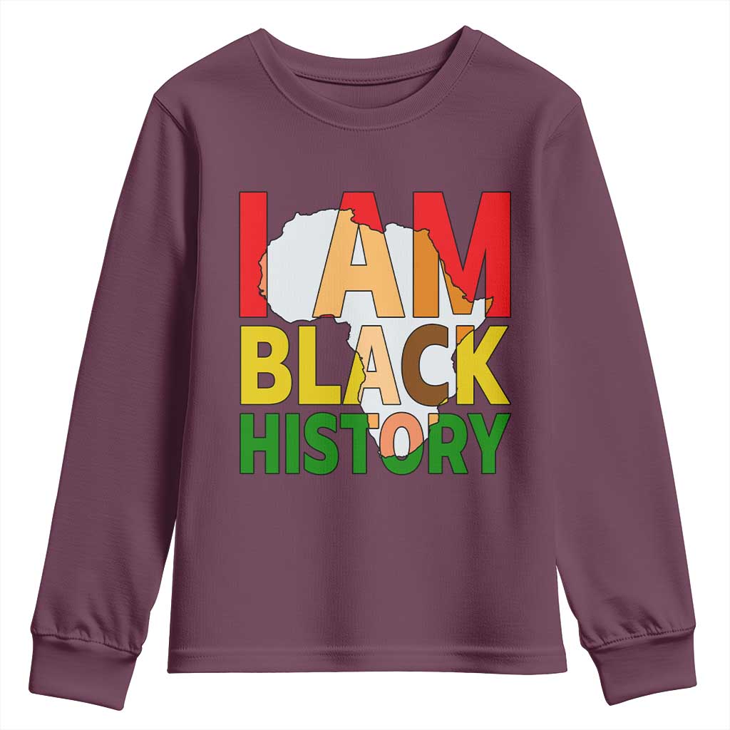 Black History Month African American Youth Sweatshirt I Am Black History TS14 Maroon Print Your Wear